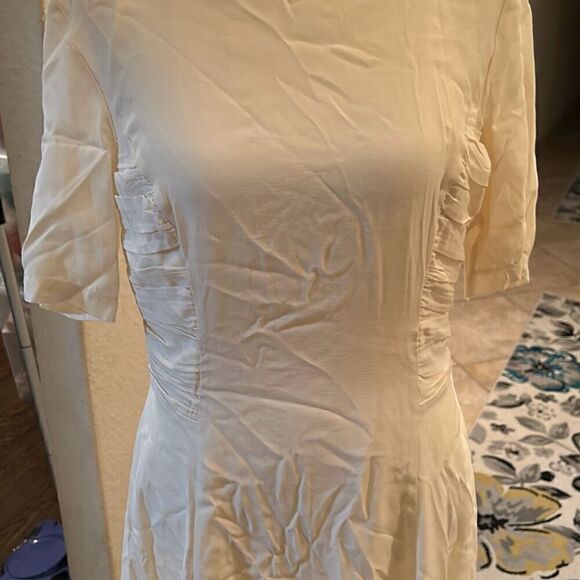 Asos Women's 8 Pleat Side Midi Dress Ivory Cream Modest With Detachable Slip New - Picture 8 of 14